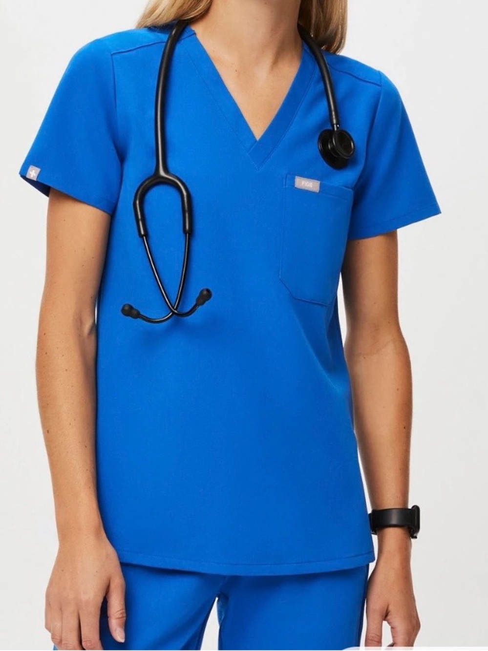 FIGS Catarina Royal Blue Scrub Top – Size Small
